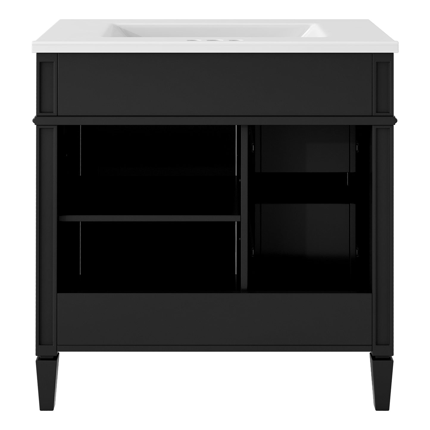 VanityFus 30-in Black Bathroom Vanity Single Sink Combo with Ceramic Top Undermount 1 Soft Close Door 3 Drawers Adjustable Shelves