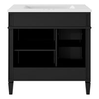 VanityFus 30-in Black Bathroom Vanity Single Sink Combo with Ceramic Top Undermount 1 Soft Close Door 3 Drawers Adjustable Shelves
