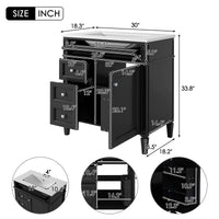 VanityFus 30-in Black Bathroom Vanity Single Sink Combo with Ceramic Top Undermount 1 Soft Close Door 3 Drawers Adjustable Shelves