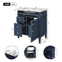 VanityFus 30-in Blue Bathroom Vanity Single Sink Combo with Ceramic Top Undermount 1 Soft Close Door 3 Drawers Adjustable Shelves