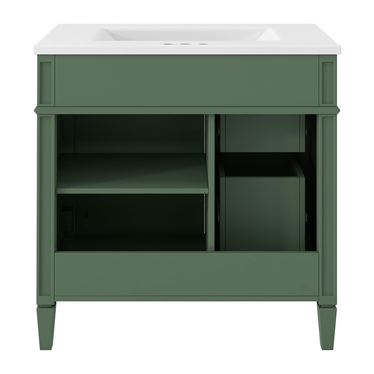 VanityFus 30-in Green Bathroom Vanity Undermount Single Sink Combo with 1 Soft Close Door 3 Drawers Adjustable Shelves
