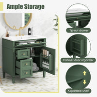 VanityFus 30-in Green Bathroom Vanity Undermount Single Sink Combo with 1 Soft Close Door 3 Drawers Adjustable Shelves