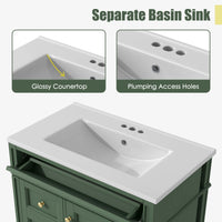 VanityFus 30-in Green Bathroom Vanity Undermount Single Sink Combo with 1 Soft Close Door 3 Drawers Adjustable Shelves