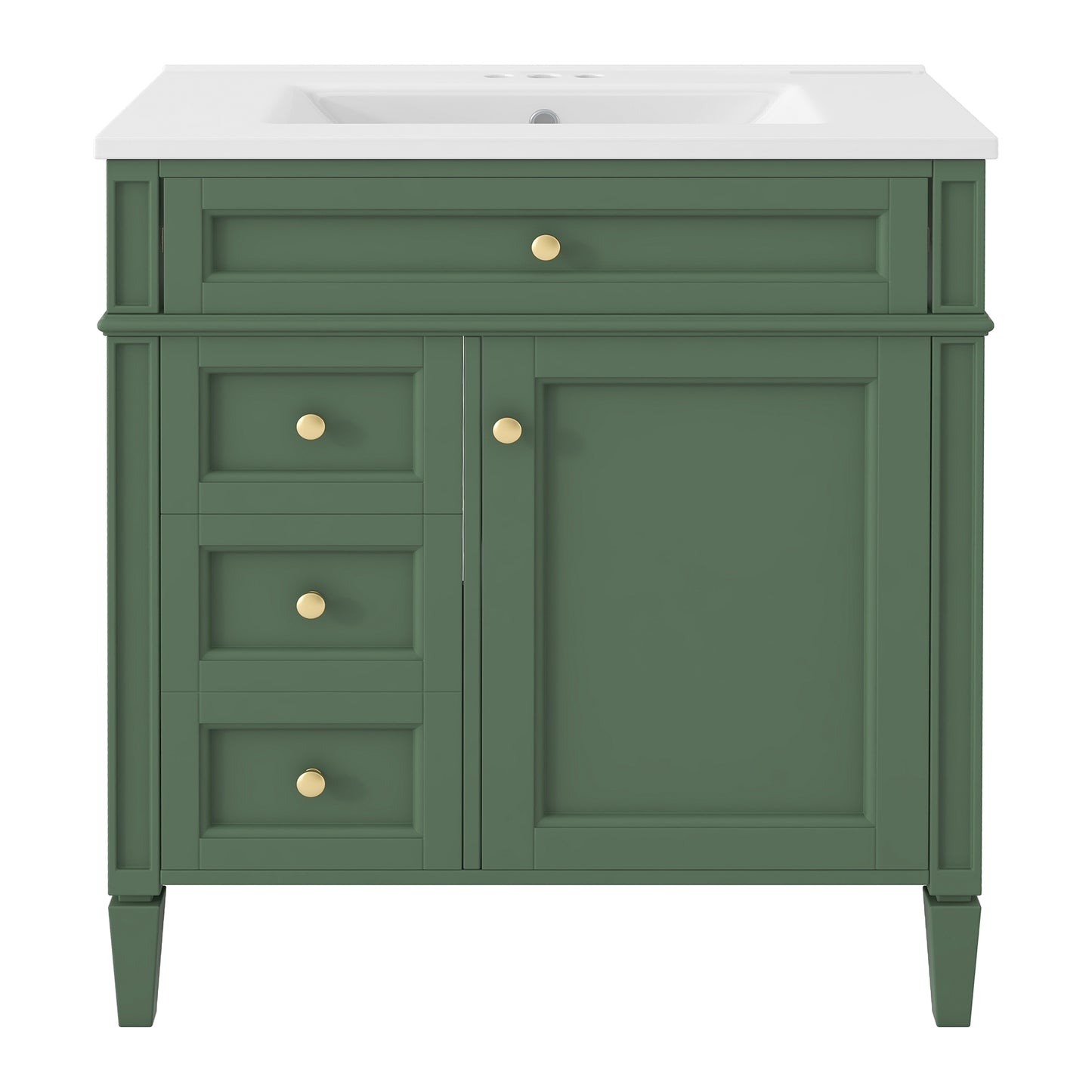 VanityFus 30-in Green Bathroom Vanity Undermount Single Sink Combo with 1 Soft Close Door 3 Drawers Adjustable Shelves