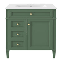 VanityFus 30-in Green Bathroom Vanity Undermount Single Sink Combo with 1 Soft Close Door 3 Drawers Adjustable Shelves