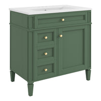 VanityFus 30-in Green Bathroom Vanity Undermount Single Sink Combo with 1 Soft Close Door 3 Drawers Adjustable Shelves