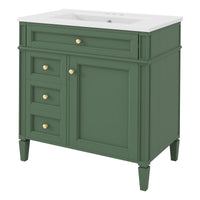 VanityFus 30-in Green Bathroom Vanity Undermount Single Sink Combo with 1 Soft Close Door 3 Drawers Adjustable Shelves