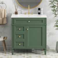 VanityFus 30-in Green Bathroom Vanity Undermount Single Sink Combo with 1 Soft Close Door 3 Drawers Adjustable Shelves