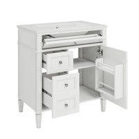 VanityFus 30-in White Bathroom Vanity Single Sink Combo with Ceramic Top Undermount 1 Soft Close Door 3 Drawers Adjustable Shelves