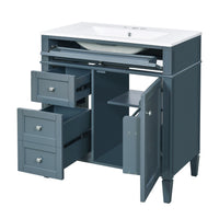 VanityFus 30-in Blue Bathroom Vanity Single Sink Combo with Ceramic Top Undermount 1 Soft Close Door 3 Drawers Adjustable Shelves