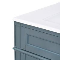 VanityFus 30-in Blue Bathroom Vanity Single Sink Combo with Ceramic Top Undermount 1 Soft Close Door 3 Drawers Adjustable Shelves