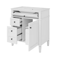 VanityFus 30-in White Bathroom Vanity Single Sink Combo with Ceramic Top Undermount 1 Soft Close Door 3 Drawers Adjustable Shelves
