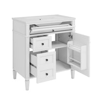 VanityFus 30-in White Bathroom Vanity Single Sink Combo with Ceramic Top Undermount 1 Soft Close Door 3 Drawers Adjustable Shelves