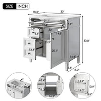 VanityFus 30-in White Bathroom Vanity Single Sink Combo with Ceramic Top Undermount 1 Soft Close Door 3 Drawers Adjustable Shelves