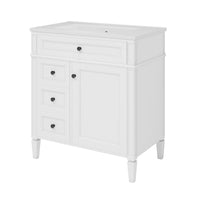 VanityFus 30-in White Bathroom Vanity Single Sink Combo with Ceramic Top Undermount 1 Soft Close Door 3 Drawers Adjustable Shelves
