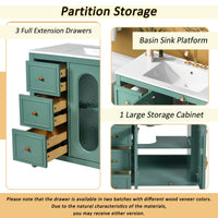 VanityFus 36-in Green Bathroom Vanity Single Sink Combo with Ceramic Top Undermount 2 Soft Close Doors 3 Drawers