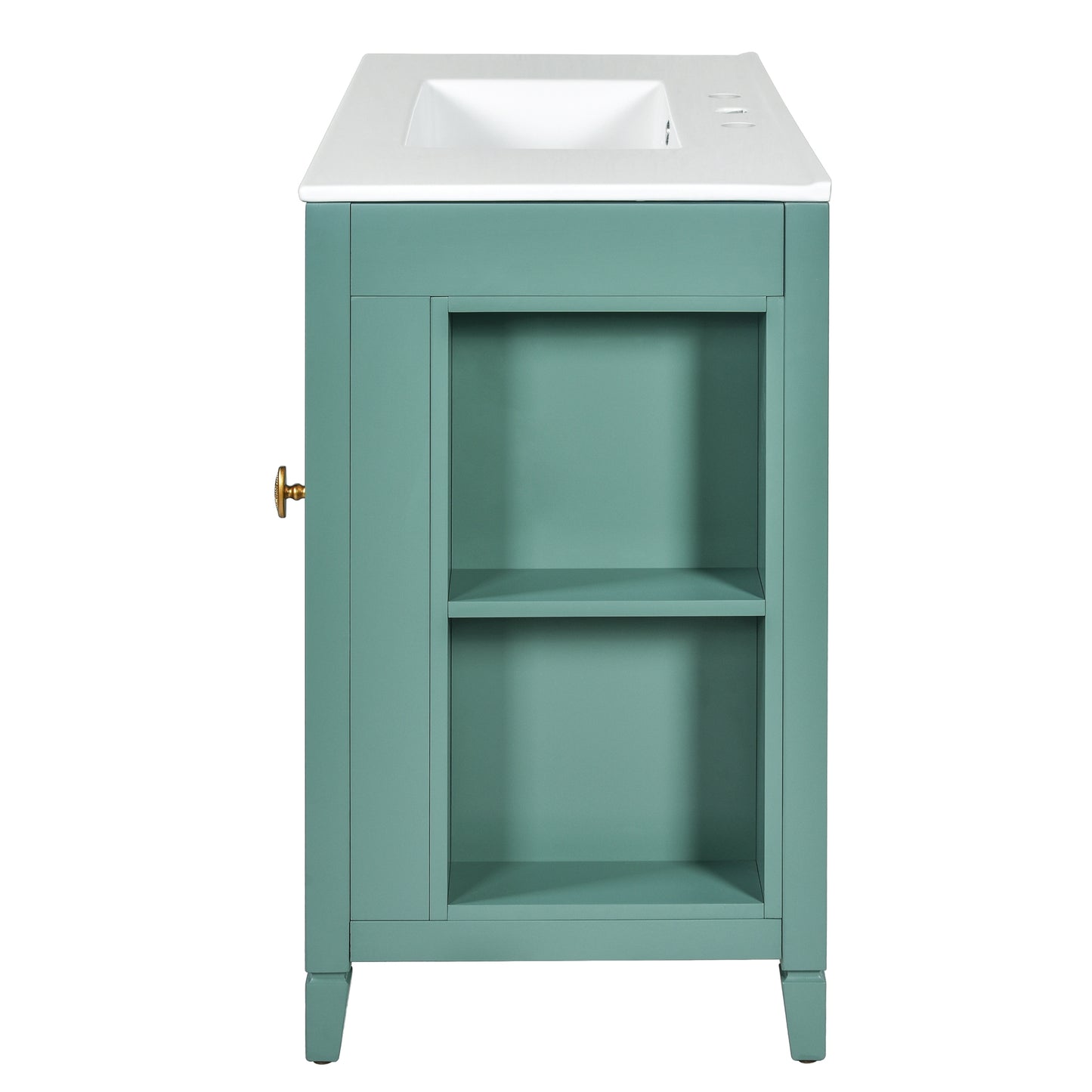 VanityFus 36-in Green Bathroom Vanity Single Sink Combo with Ceramic Top Undermount 2 Soft Close Doors 3 Drawers