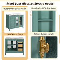 VanityFus 36-in Green Bathroom Vanity Single Sink Combo with Ceramic Top Undermount 2 Soft Close Doors 3 Drawers