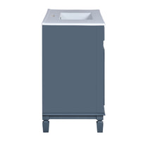 VanityFus 36-in Blue Bathroom Vanity Single Sink Combo with Ceramic Top Undermount 2 Soft Close Doors 2 Drawers Adjustable Shelves
