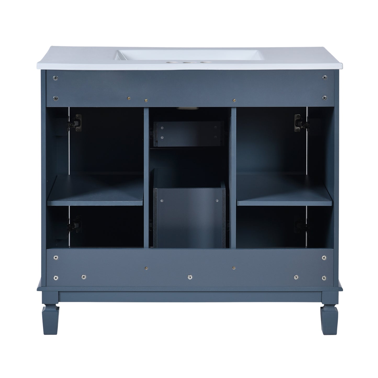 VanityFus 36-in Blue Bathroom Vanity Single Sink Combo with Ceramic Top Undermount 2 Soft Close Doors 2 Drawers Adjustable Shelves