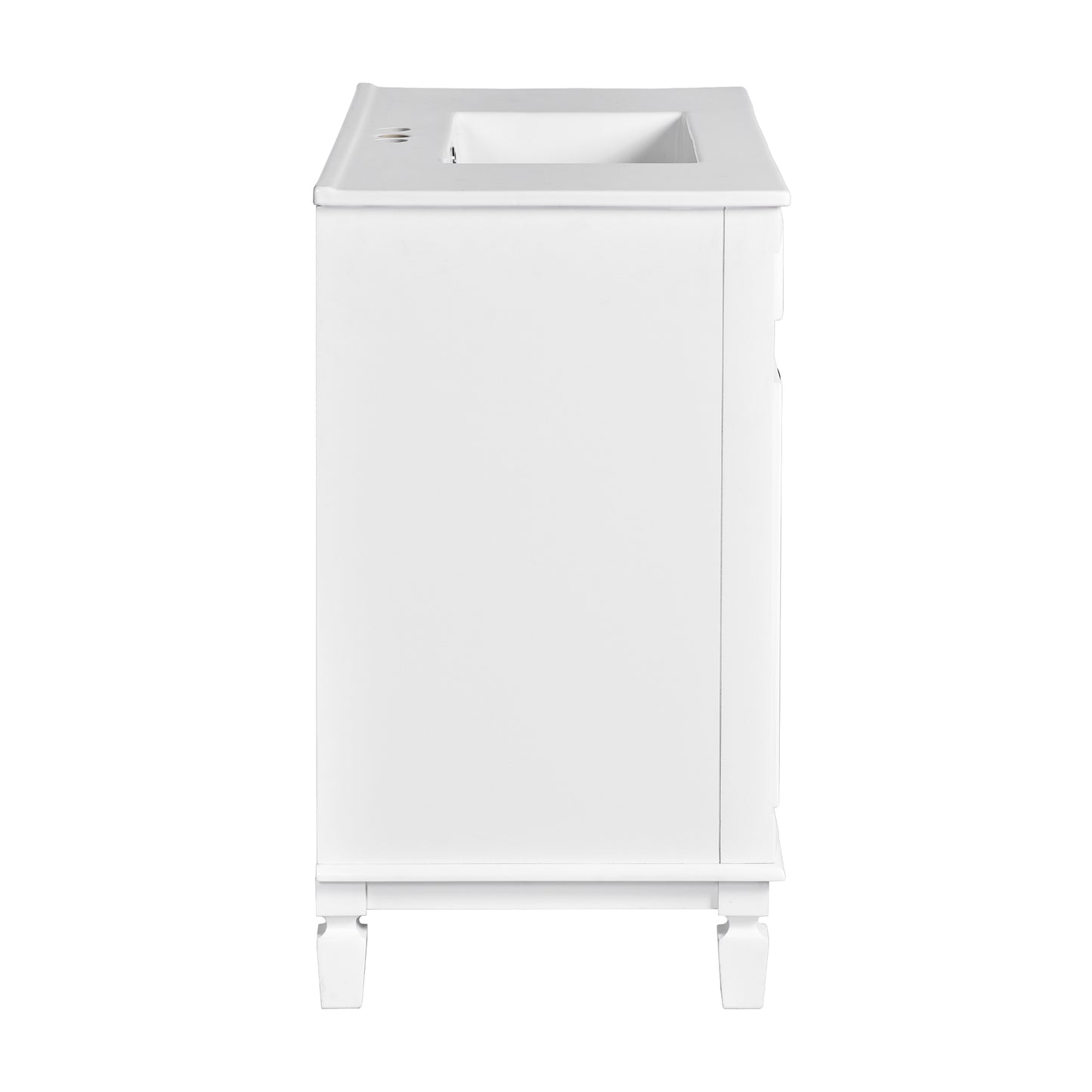 VanityFus 35.9-in White Bathroom Vanity Single Sink Combo with Ceramic Top Undermount 2 Soft Close Doors 2 Drawers Adjustable Shelves