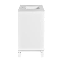 VanityFus 35.9-in White Bathroom Vanity Single Sink Combo with Ceramic Top Undermount 2 Soft Close Doors 2 Drawers Adjustable Shelves
