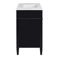 VanityFus 36-in Black Bathroom Vanity Single Sink Combo with Ceramic Top Undermount 1 Soft Close Door 3 Drawers Adjustable Shelves