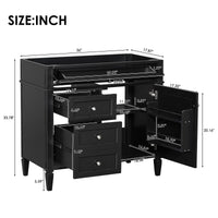 VanityFus 36-in Black Bathroom Vanity Single Sink Combo with Ceramic Top Undermount 1 Soft Close Door 3 Drawers Adjustable Shelves