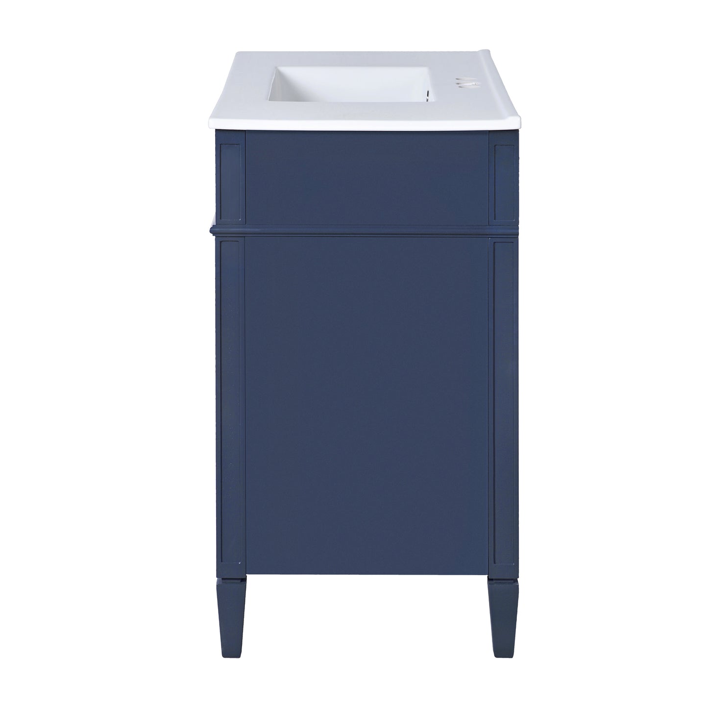 VanityFus 36-in Blue Bathroom Vanity Single Sink Combo with Ceramic Top Undermount 1 Soft Close Door 3 Drawers Adjustable Shelves