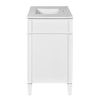 VanityFus 36-in White Bathroom Vanity Single Sink Combo with Ceramic Top Undermount 1 Soft Close Door 3 Drawers Adjustable Shelves