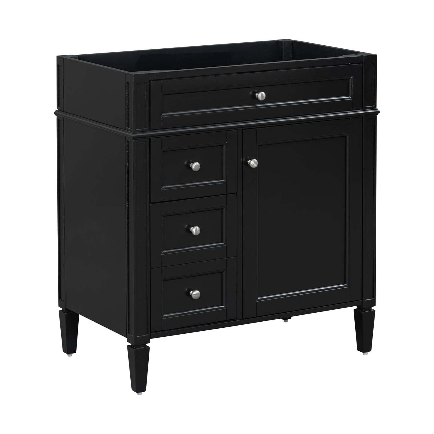 VanityFus 29.3-in Black Bathroom Vanity without Top Base Cabinet Undermount with 2 Soft Close Doors 3 Drawers Adjustable Shelves