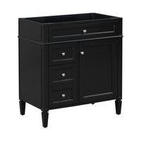 VanityFus 29.3-in Black Bathroom Vanity without Top Base Cabinet Undermount with 2 Soft Close Doors 3 Drawers Adjustable Shelves