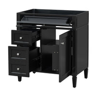 VanityFus 29.3-in Black Bathroom Vanity without Top Base Cabinet Undermount with 2 Soft Close Doors 3 Drawers Adjustable Shelves