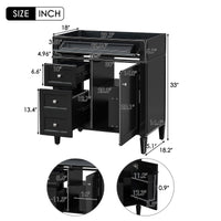VanityFus 29.3-in Black Bathroom Vanity without Top Base Cabinet Undermount with 2 Soft Close Doors 3 Drawers Adjustable Shelves