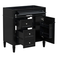 VanityFus 29.3-in Black Bathroom Vanity without Top Base Cabinet Undermount with 2 Soft Close Doors 3 Drawers Adjustable Shelves