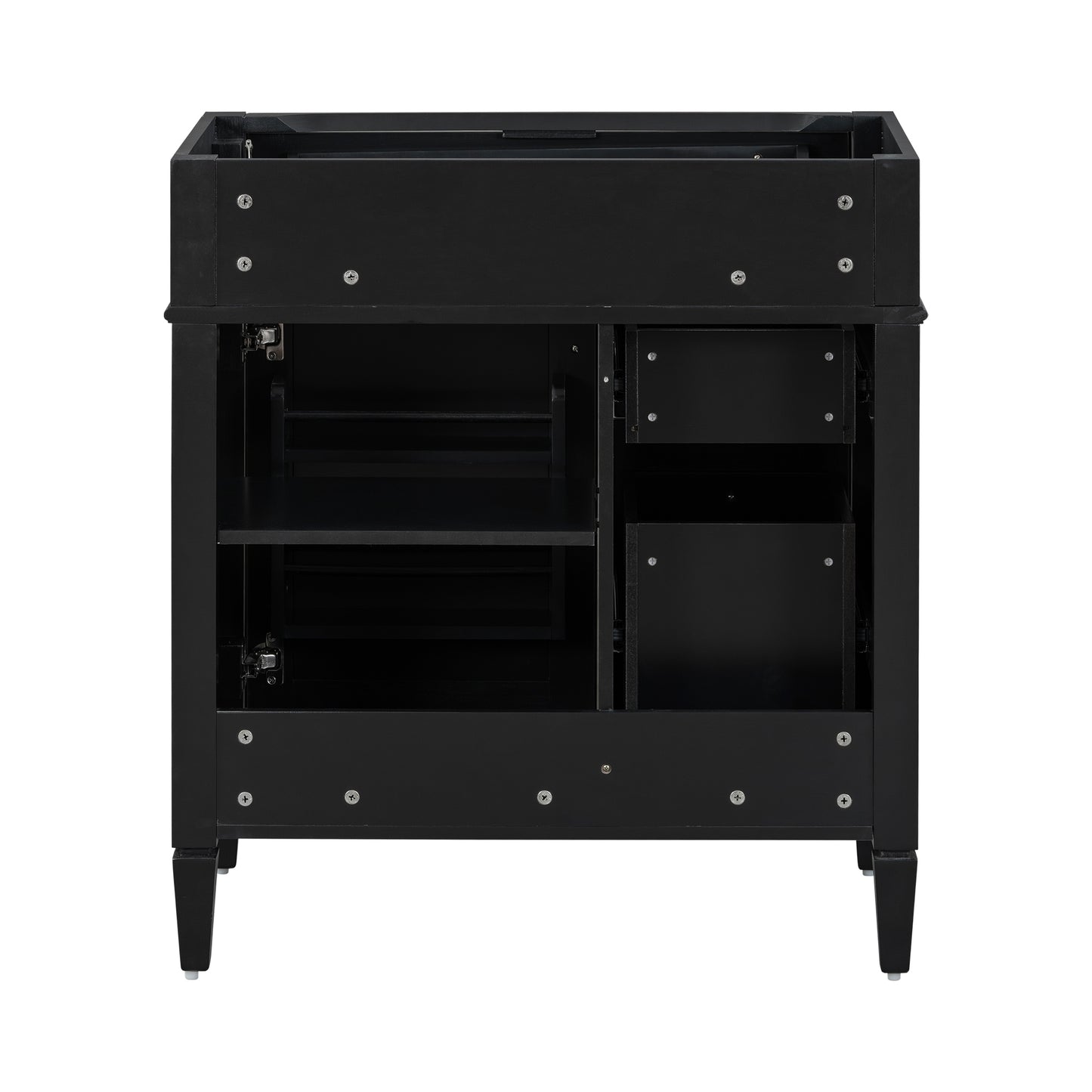 VanityFus 29.3-in Black Bathroom Vanity without Top Base Cabinet Undermount with 2 Soft Close Doors 3 Drawers Adjustable Shelves
