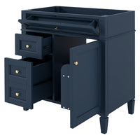 VanityFus 29.3-in Blue Bathroom Vanity without Top Base Cabinet Undermount with 2 Soft Close Doors 3 Drawers Adjustable Shelves