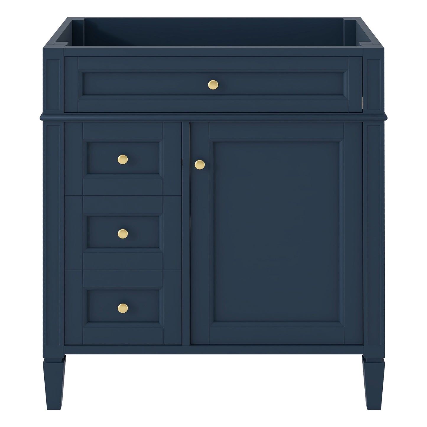 VanityFus 29.3-in Blue Bathroom Vanity without Top Base Cabinet Undermount with 2 Soft Close Doors 3 Drawers Adjustable Shelves