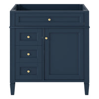 VanityFus 29.3-in Blue Bathroom Vanity without Top Base Cabinet Undermount with 2 Soft Close Doors 3 Drawers Adjustable Shelves