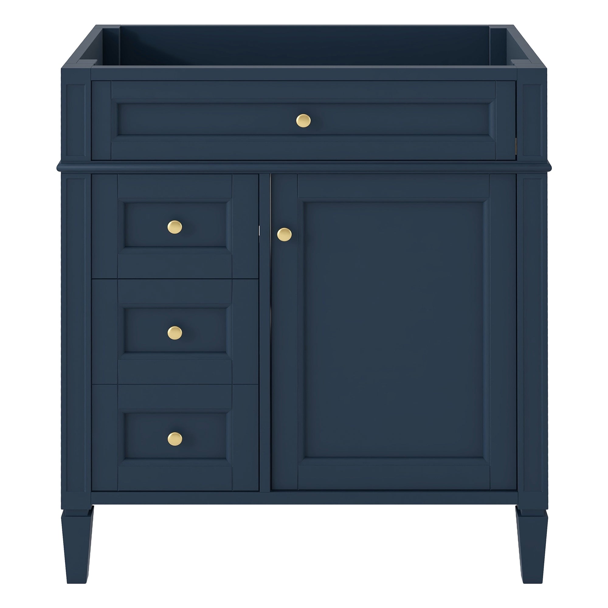 VanityFus 29.3-in Blue Bathroom Vanity without Top Base Cabinet Undermount with 2 Soft Close Doors 3 Drawers Adjustable Shelves