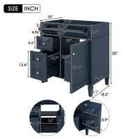 VanityFus 29.3-in Blue Bathroom Vanity without Top Base Cabinet Undermount with 2 Soft Close Doors 3 Drawers Adjustable Shelves