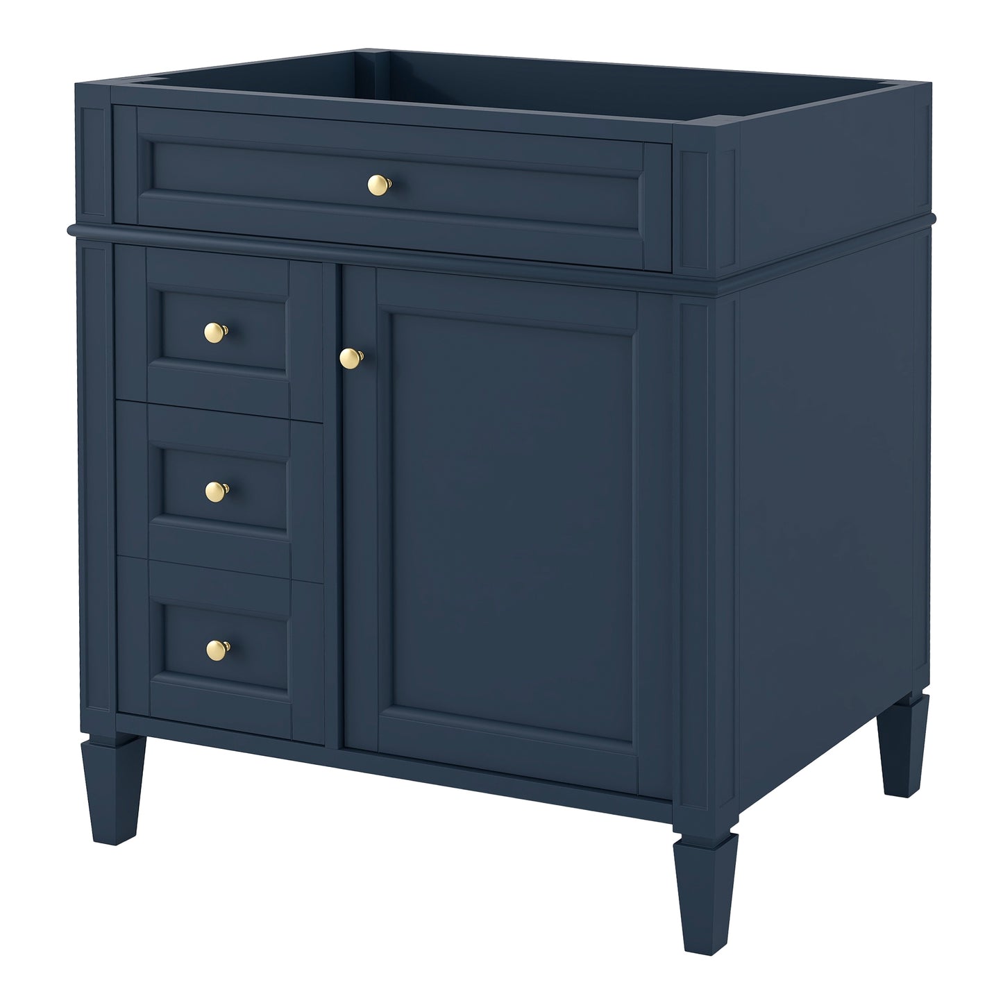 VanityFus 29.3-in Blue Bathroom Vanity without Top Base Cabinet Undermount with 2 Soft Close Doors 3 Drawers Adjustable Shelves
