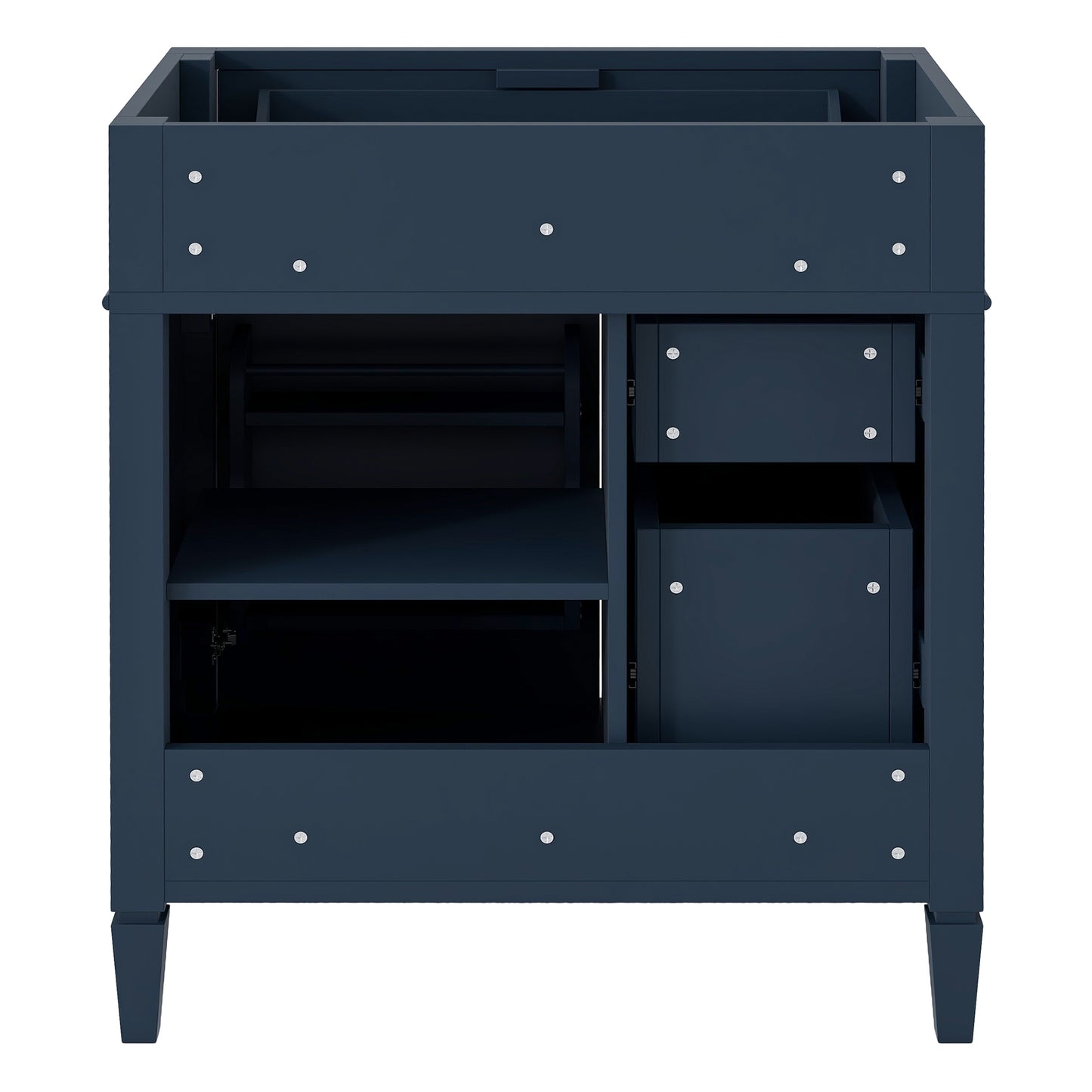 VanityFus 29.3-in Blue Bathroom Vanity without Top Base Cabinet Undermount with 2 Soft Close Doors 3 Drawers Adjustable Shelves