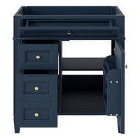 VanityFus 29.3-in Blue Bathroom Vanity without Top Base Cabinet Undermount with 2 Soft Close Doors 3 Drawers Adjustable Shelves