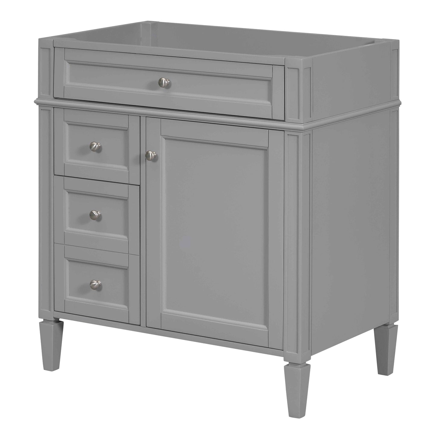 VanityFus 29.3-in Grey Bathroom Vanity without Top Base Cabinet Undermount with 2 Soft Close Doors 3 Drawers Adjustable Shelves