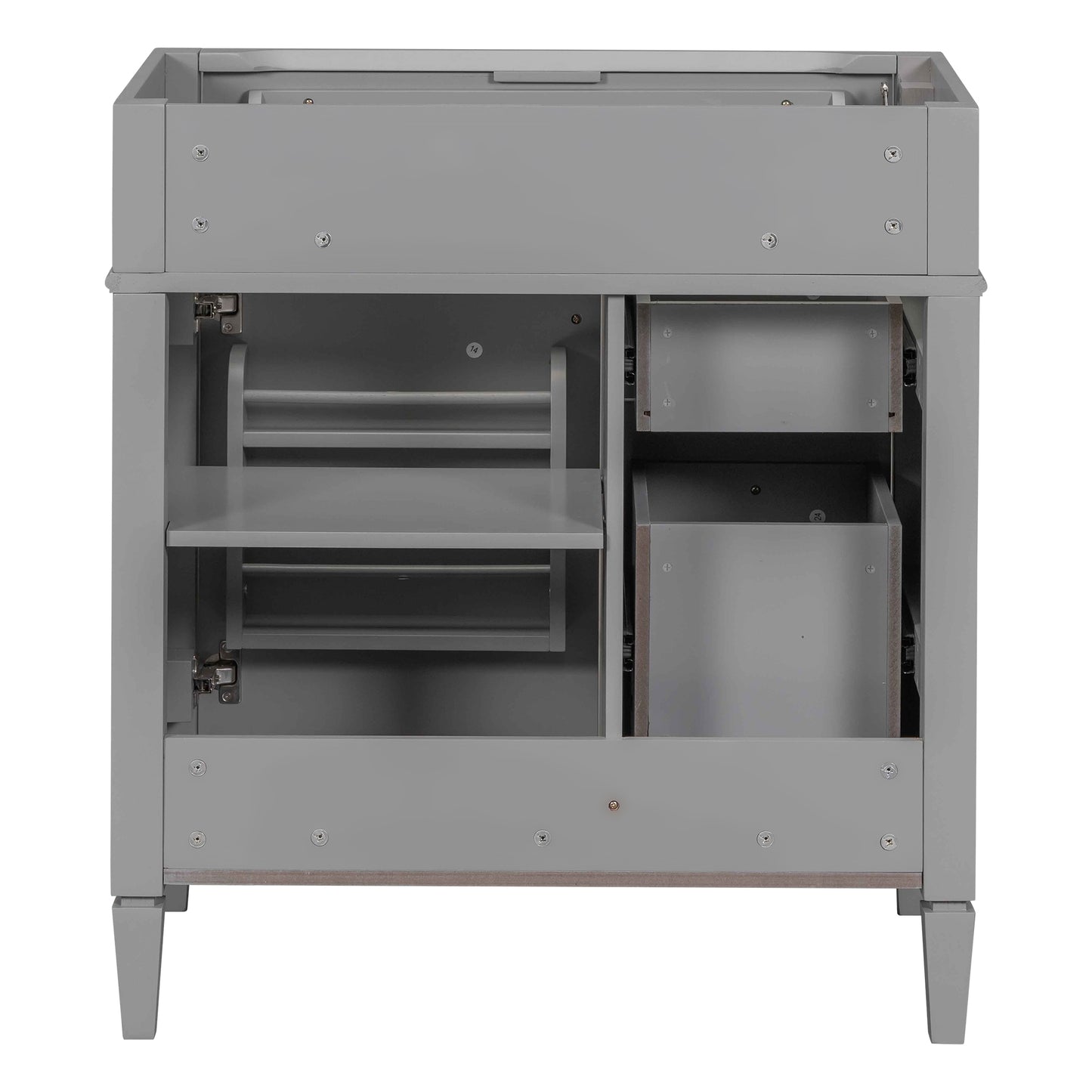 VanityFus 29.3-in Grey Bathroom Vanity without Top Base Cabinet Undermount with 2 Soft Close Doors 3 Drawers Adjustable Shelves