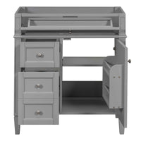 VanityFus 29.3-in Grey Bathroom Vanity without Top Base Cabinet Undermount with 2 Soft Close Doors 3 Drawers Adjustable Shelves