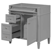 VanityFus 29.3-in Grey Bathroom Vanity without Top Base Cabinet Undermount with 2 Soft Close Doors 3 Drawers Adjustable Shelves
