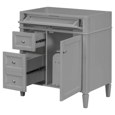 VanityFus 29.3-in Grey Bathroom Vanity without Top Base Cabinet Undermount with 2 Soft Close Doors 3 Drawers Adjustable Shelves