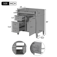 VanityFus 29.3-in Grey Bathroom Vanity without Top Base Cabinet Undermount with 2 Soft Close Doors 3 Drawers Adjustable Shelves